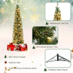 Costway 7ft Pre-lit PVC Artificial & Pine Needles Half Christmas Tree W/ 450 Branch Tips & 150 Lights -Costway GUEST ebdc157a cc45 42e0 9911 c0a128e692f7