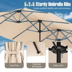 Costway 15.5 FT Extra-Large Patio Umbrella With LED Solar Lights & 12 Heavy-Duty Ribs Beige/Orange/Brown/Gray/Navy/Red -Costway GUEST ebe36bcd f8e7 4c95 9a3e bfebb9cbca67