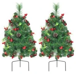 Costway Set Of 2 Pre-lit Christmas Trees 24in Battery Powered Pathway Outdoor Decoration -Costway GUEST ec47fae6 8152 4c3a b7bb 10b5ed23dfac