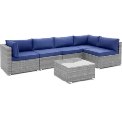 Costway 6 PCS Patio Conversation Sofa Set Outdoor Rattan Furniture Cushioned Seat Navy 19 Costway 6 PCS Patio Conversation Sofa Set Outdoor Rattan Furniture Cushioned Seat Navy -Costway GUEST ec4ad392 72da 4b13 a8ba 180906c1ac22