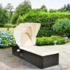 Costway Patio Rattan Lounge Chair Chaise Cushioned Top Canopy Adjustable White -Costway GUEST ec59dc98 8cee 4b7b b2d1 0df082c5201d