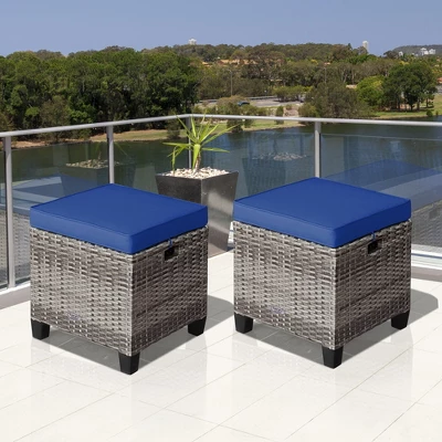 Costway 2PCS Patio Rattan Cushioned Ottoman Seat Foot Rest Table 13 Costway 2PCS Patio Rattan Cushioned Ottoman Seat Foot Rest Table - Image 11