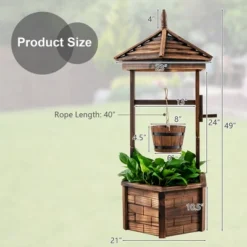 Costway Wooden Wishing Well Hexagonal Bucket Flower Plants Planter Patio Garden Decor 13 Costway Wooden Wishing Well Hexagonal Bucket Flower Plants Planter Patio Garden Decor -Costway GUEST ed1bb8d3 17b1 41dd 80ad c8b73705b9dd