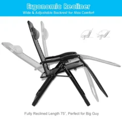 Costway Patio Folding Recliner Lounge Chair Gray -Costway GUEST ed77634b 30fe 40ab 9940 56d3af9f3b98