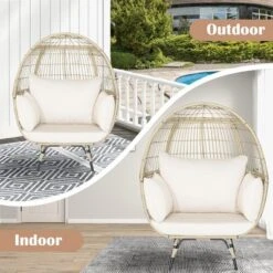 Costway Patio Oversized Rattan Egg Chair Lounge Basket With 4 Cushions For Indoor Outdoor -Costway GUEST edb013fa 47be 4a66 a7a7 6cec8cb89fb5