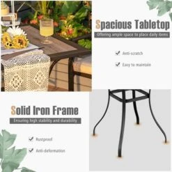Costway 3 PCS Patio Bar Stool Square Table Bistro Set Cushioned Chairs Armrest -Costway GUEST ee081284 b0d3 4c7e b2a6 6f078d1d04d9