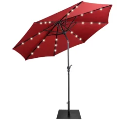 Costway 9ft Market Patio Umbrella W/Solar Lights & 40 LBS Steel Umbrella Stand -Costway GUEST ee13ce84 851a 4916 be44 94a6557475ac