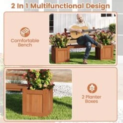 Costway 1/2 PCS Planter Box With Bench 2 Open-ended Planter Boxes Slat Backrest For Patio 18 Costway 1/2 PCS Planter Box With Bench 2 Open-ended Planter Boxes Slat Backrest For Patio -Costway GUEST ee1c2f01 2188 4713 a430 f0e9dca4f270