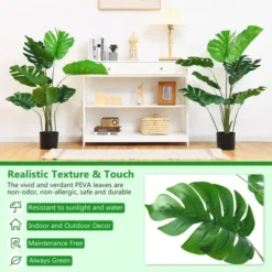 Costway 4FT Artificial Monstera Deliciosa Plant Palm Tree W/ Cement-Filled Pot Indoor Outdoor -Costway GUEST ee21a868 310b 438e b533 fb70e07b4fce