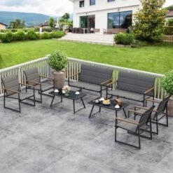 Costway 4/8 PCS Patio Furniture Setwith Padded Fabric Seat & Wood-Plastic Armrests Table 21 Costway 4/8 PCS Patio Furniture Setwith Padded Fabric Seat & Wood-Plastic Armrests Table -Costway GUEST ee473b2e a9f9 4e1b 86d4 e27721685f50