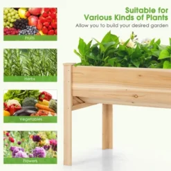 Costway 48'' Wood Raised Garden Bed W/Tool Hook Elevated Planter Stand W/Funnel Design -Costway GUEST ee56bc09 63f2 4488 b4d6 b2c831bedb34