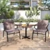 Costway Patio Chairs Set Of 2/4/6 With Breathable Fabric & Metal Frame Armrests For Poolside Brown/Gay -Costway GUEST ee657b65 76c6 40df a04f d05dd42ddb00
