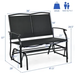 Costway Patio Glider Rocking Bench Double 2 Person Chair Loveseat Garden GreyBlack -Costway GUEST ee91c0fc 7072 44bd b3d6 2ed1e3752114