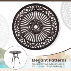 Costway 24" Round Cast Aluminum Table Patio Dining Bistro Table With 2 Inch Umbrella Hole -Costway GUEST eee23441 08f2 4957 9f31 ae5ccc1d3d02