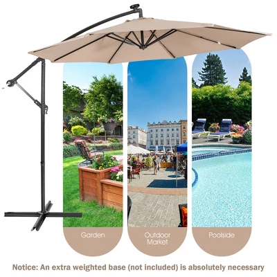 Costway 10FT Cantilever Solar Powered 32LED Lighted Patio Offset Umbrella Outdoor RedBeigeCoffeeBlueNavy 6 Costway 10FT Cantilever Solar Powered 32LED Lighted Patio Offset Umbrella Outdoor RedBeigeCoffeeBlueNavy - Image 4