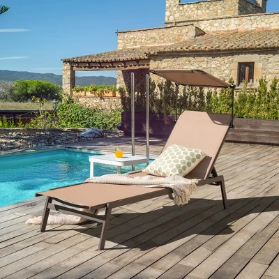 Costway Outdoor Chaise Lounge Chair With Sunshade 6-Level Adjustable Recliner Backyard 11 Costway Outdoor Chaise Lounge Chair With Sunshade 6-Level Adjustable Recliner Backyard - Image 9