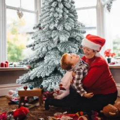 Costway 7.5 Ft Snow Flocked Artificial Christmas Tree Hinged Alaskan Pine Tree Holiday -Costway GUEST ef384ddd 653f 4366 96fe 35b6be7606af