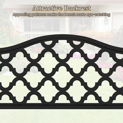 Costway 50.5" Patio Bench Slatted Metal Garden Bench For 2-3 People Park-Style Loveseat 10 Costway 50.5" Patio Bench Slatted Metal Garden Bench For 2-3 People Park-Style Loveseat - Image 8