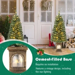 Costway 4 FT Pre-Lit Potted Christmas Tree Pine Needles 3 Dynamic Modes Remote Control -Costway GUEST efbd93c4 e60a 4f14 9c00 dc84a305f1e8