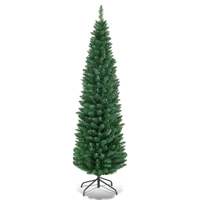 Costway 5'/6'/7'/8' /9' PVC Artificial Pencil Christmas Tree Slim Green 12 Costway 5'/6'/7'/8' /9' PVC Artificial Pencil Christmas Tree Slim Green - Image 10