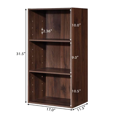 Costway 3 Open Shelf Bookcase Modern Multi-functional Storage Display Cabinet Walnut 3 Costway 3 Open Shelf Bookcase Modern Multi-functional Storage Display Cabinet Walnut