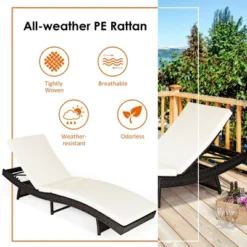 Costway 2PCS Patio Rattan Folding Lounge Chair Chaise Adjustable White Cushion 20 Costway 2PCS Patio Rattan Folding Lounge Chair Chaise Adjustable White Cushion -Costway GUEST f04173a8 734f 4e70 ad7f 955596c7cec3