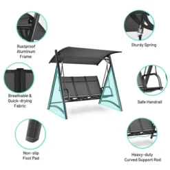 Costway Outdoor 3-Person Porch Swing Chair Aluminum Frame Adjust Canopy Patio 17 Costway Outdoor 3-Person Porch Swing Chair Aluminum Frame Adjust Canopy Patio -Costway GUEST f0778511 4f22 4453 b387 d8611ea82fdd