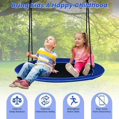 Costway 40'' Saucer Tree Swing 660 LBS For Kids Adults Outdoor With LED Lights Rainbow Color/Blue 10 Costway 40'' Saucer Tree Swing 660 LBS For Kids Adults Outdoor With LED Lights Rainbow Color/Blue - Image 8