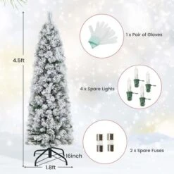 Costway 4.5 FT/6FT/7FT Pre-Lit Slim Christmas Tree Flocked Decoration With Pine Needles & Lights -Costway GUEST f0add2c1 1b5c 4fa5 bb19 ea3ee79c2928