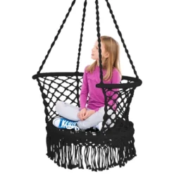 Costway Hanging Hammock Chair Cotton Rope Macrame Swing Indoor Outdoor GrayBlackTurquoise -Costway GUEST f0dba01f 6b70 499f ba77 2d3301827e54