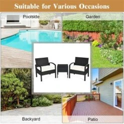 Costway 3PCS Patio Rattan Furniture Set Table & Chairs Set With Thick Cushions Garden -Costway GUEST f0eced3d ab43 436b 91f5 bda55606a3a5