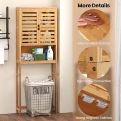 Costway Over The Toilet Storage Cabinet Tall Bathroom Bamboo Shelf Organizer Space Saver -Costway GUEST f0ef313c ea7b 48df 9e46 f7661348c56d
