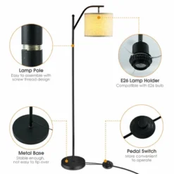 Costway Standing Arc Light Modern Floor Lamp W/Fabric Hanging Lamp Shade Bedroom Office 17 Costway Standing Arc Light Modern Floor Lamp W/Fabric Hanging Lamp Shade Bedroom Office -Costway GUEST f1002ded d5dd 473b a38c 52b7b9ee1393