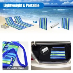 Costway 3-Piece Beach Lounge Chair Mat Set 2 Adjustable Lounge Chairs With Table BlueStripe 17 Costway 3-Piece Beach Lounge Chair Mat Set 2 Adjustable Lounge Chairs With Table BlueStripe -Costway GUEST f15b8720 7dd2 43b4 ae22 52428a1b676d