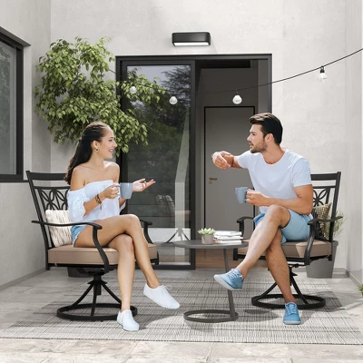 Costway Patio Swivel Chair Outdoor Bistro Dining Chair Blossom Pattern Backrest 5 Costway Patio Swivel Chair Outdoor Bistro Dining Chair Blossom Pattern Backrest - Image 3