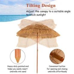 Costway 6.5 FT Thatched Beach Umbrella Tilt Tiki Hawaiian Patio Portable -Costway GUEST f1938354 6ce0 4857 a0e9 021d554b2966