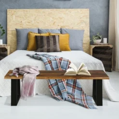 Costway 2 PCS Solid Acacia Wood Patio Bench Dining Bench Outdoor W/Rustic Metal Legs 15 Costway 2 PCS Solid Acacia Wood Patio Bench Dining Bench Outdoor W/Rustic Metal Legs -Costway GUEST f19e1916 dfae 45d9 857d 0f46739099f4