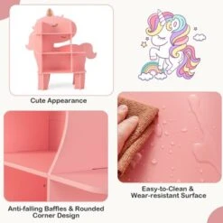 Costway Unicorn Bookcase For Kids 3-Tier Toy Storage Organizer With Open Storage Shelves -Costway GUEST f1a839b6 8537 44a6 bff4 5f464eec1b5d