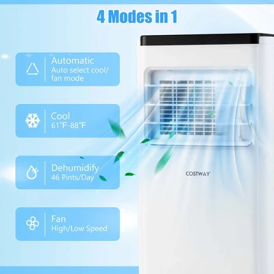 Costway 8000 BTU Portable Air Conditioner Cools Up To 250 Sq.Ft With Fan & Dehumidifier 5000 BTU(8000BTU ASHRAE) 6 Costway 8000 BTU Portable Air Conditioner Cools Up To 250 Sq.Ft With Fan & Dehumidifier 5000 BTU(8000BTU ASHRAE) - Image 4