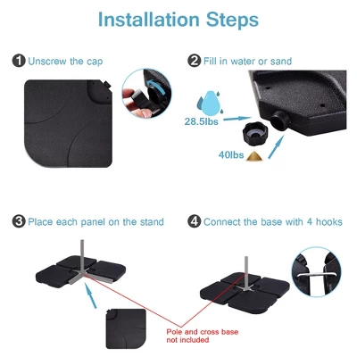 Costway 20'' Patio Offset Umbrella Base Stand Water Filled Base Weights Sand Plate Set 6 Costway 20'' Patio Offset Umbrella Base Stand Water Filled Base Weights Sand Plate Set - Image 4