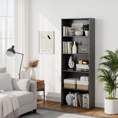 Costway 5-Shelf Storage Bookcase Modern Multi-Functional Display Cabinet Furniture Black/White/Walnut 3 Costway 5-Shelf Storage Bookcase Modern Multi-Functional Display Cabinet Furniture Black/White/Walnut