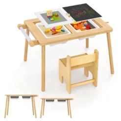 Costway Sensory Table & Chair Set For Kids 2-8 With Foldable Bins For Sand/Water & Paper White/Beige 22 Costway Sensory Table & Chair Set For Kids 2-8 With Foldable Bins For Sand/Water & Paper White/Beige -Costway GUEST f36a3bee e504 41a3 91de 6452cc339dc8