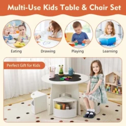 Costway 5 PCS Kids Table And Chair Set With Writable Blackboard Desktop Toddler Table -Costway GUEST f37b9c74 1ed4 45ce 9060 90bef905755a