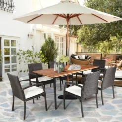 Costway 7PCS Patio Rattan Dining Set Table Top W/Umbrella Hole 13 Costway 7PCS Patio Rattan Dining Set Table Top W/Umbrella Hole -Costway GUEST f38f3559 2437 421d adb9 9f3f695fe137
