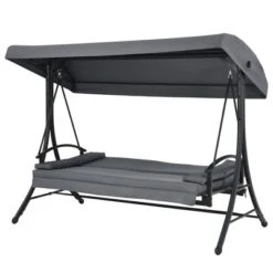 Costway Patio 3-Seat Porch Canopy Swing Converting Grey Cushion Pillow Adjust -Costway GUEST f39da1b5 b672 48ee bd6c b1d89b87a456