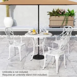 Costway 5 PCS Patio Cast Aluminum Bistro Set Dining Table & Chair With Umbrella Hole -Costway GUEST f4372d98 017b 42f6 a59a 410ea1fad44b
