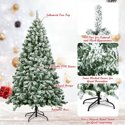 Costway 6FT Snow Flocked Artificial Christmas Tree Hinged W/928 Tips And Foldable Base 9 Costway 6FT Snow Flocked Artificial Christmas Tree Hinged W/928 Tips And Foldable Base - Image 7