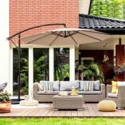 Costway 10FT Patio Offset Hanging Umbrella Easy Tilt Adjustment 8 Ribs Backyard BurgundyBeigeTanBlue -Costway GUEST f47a142e 2456 4cf5 b136 35cb7d6625c6
