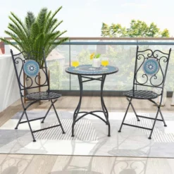 Costway Set Of 2/4 Mosaic Chairs For Patio With Decorative Backrest Heavy-Duty Frame -Costway GUEST f47b16b5 7215 40cd 9abd d8f795ab3830