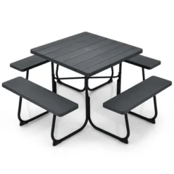 Costway Outdoor 8-person Square Picnic Table Bench Set With 4 Benches & Umbrella Hole Black/Grey/Green/White 23 Costway Outdoor 8-person Square Picnic Table Bench Set With 4 Benches & Umbrella Hole Black/Grey/Green/White -Costway GUEST f49171a4 cabd 41be 80b5 e910fa0a328e